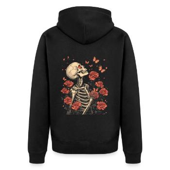 Fleurs squelettes - Veste à capuche bio Premium Unisexe - noir - Dos - Nico (187cm)
