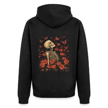 Fleurs squelettes - Veste à capuche bio Premium Unisexe - noir - Dos - Nico (187cm)