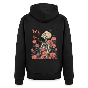 Fleurs squelettes - Veste à capuche bio Premium Unisexe - noir - Dos - Nico (187cm)