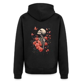 Fleurs squelettes - Veste à capuche bio Premium Unisexe - noir - Dos - Nico (187cm)