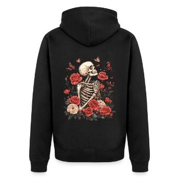 Fleurs squelettes - Veste à capuche bio Premium Unisexe - noir - Dos - Nico (187cm)