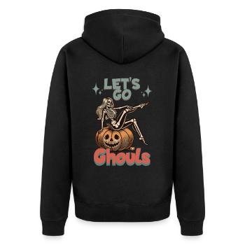 Funny Halloween Girl Let's Go Ghouls - Unisex Premium Organic Zip Hoodie - black - Back - Nico (187cm)