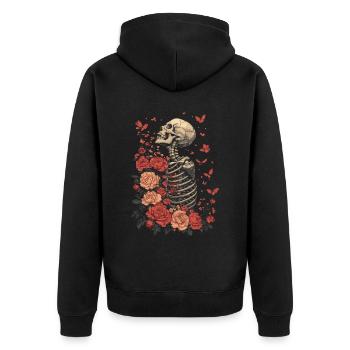 Fleurs squelettes - Veste à capuche bio Premium Unisexe - noir - Dos - Nico (187cm)