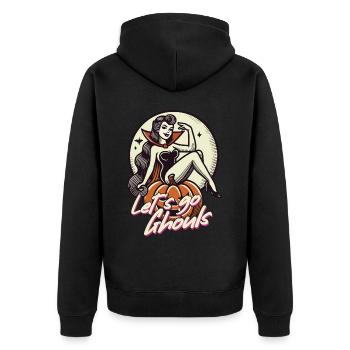 Let's Go Ghouls Funny Halloween Girl - Unisex Premium Organic Zip Hoodie - black - Back - Nico (187cm)