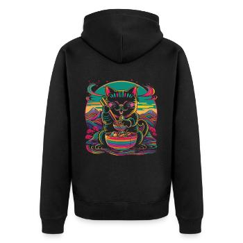 Maneki Neko Chat Japonais Happy Ramen Nu - Veste à capuche bio Premium Unisexe - noir - Dos - Nico (187cm)