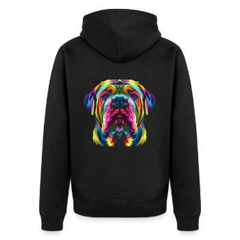 Mastiff Hund Popart - Unisex Premium Bio Zip Hoodie - Schwarz - Hinten - Nico (187cm)