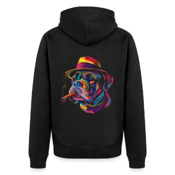 Mastiff Chien Smoker Hat Popart - Veste à capuche bio Premium Unisexe - noir - Dos - Nico (187cm)