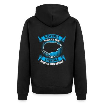 Lemmings Thinking of Me Vole Lemming - Unisex Premium Organic Zip Hoodie - black - Back - Nico (187cm)
