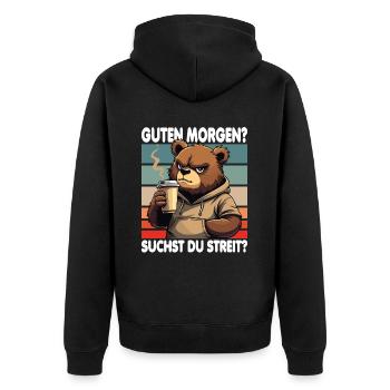Bonjour? Vous cherchez un combat ? Grognement matinal - Veste à capuche bio Premium Unisexe - noir - Dos - Nico (187cm)