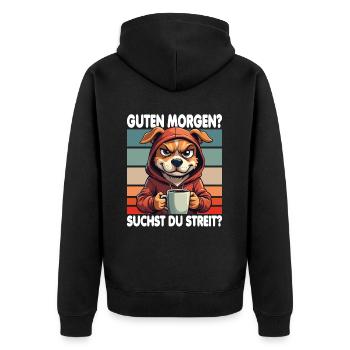 Bonjour? Vous cherchez un combat ? Grognement matinal - Veste à capuche bio Premium Unisexe - noir - Dos - Nico (187cm)
