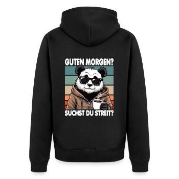 Bonjour? Vous cherchez un combat ? Grognement matinal - Veste à capuche bio Premium Unisexe - noir - Dos - Nico (187cm)