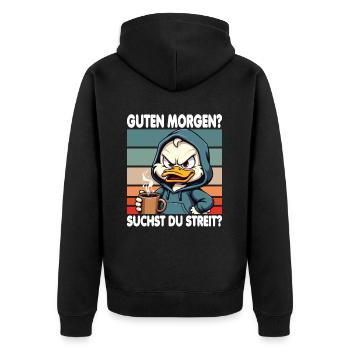 Bonjour? Vous cherchez un combat ? Grognement matinal - Veste à capuche bio Premium Unisexe - noir - Dos - Nico (187cm)