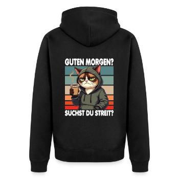 Bonjour? Vous cherchez un combat ? Grognement matinal - Veste à capuche bio Premium Unisexe - noir - Dos - Nico (187cm)