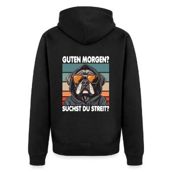 Bonjour? Vous cherchez un combat ? Grognement matinal - Veste à capuche bio Premium Unisexe - noir - Dos - Nico (187cm)
