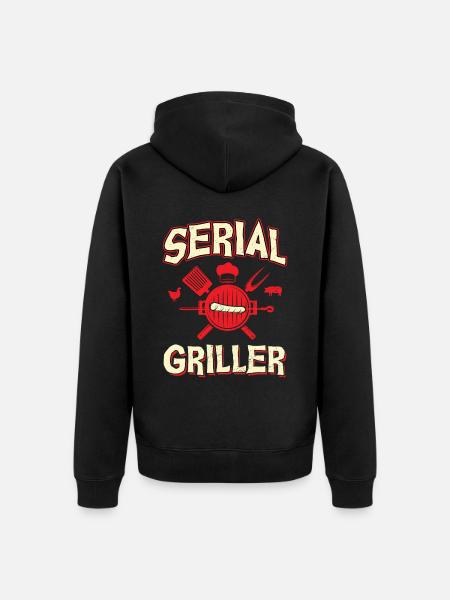 Serial Griller BBQ Enthusiast - Unisex Premium Organic Zip Hoodie - black