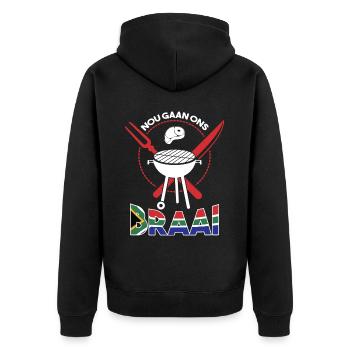 Nou Gaan Ons Braai BBQ Grillen Fleisch - Unisex Premium Bio Zip Hoodie - Schwarz - Hinten - Nico (187cm)
