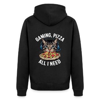 Drôles de chats Jeux Pizza Gamer Gamer Jeux - Veste à capuche bio Premium Unisexe - noir - Dos - Nico (187cm)