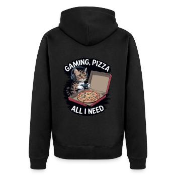 Drôles de chats Jeux Pizza Gamer Gamer Jeux - Veste à capuche bio Premium Unisexe - noir - Dos - Nico (187cm)