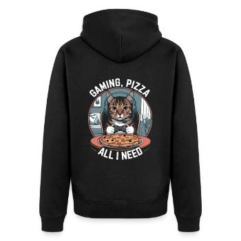 Drôles de chats Jeux Pizza Gamer Gamer Jeux - Veste à capuche bio Premium Unisexe - noir - Dos - Nico (187cm)