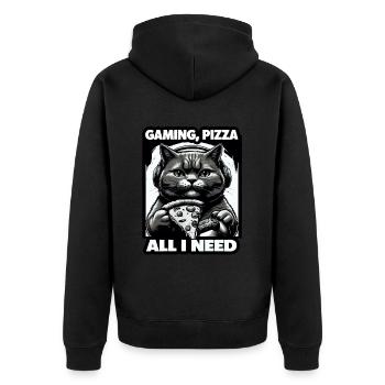 Drôles de chats Jeux Pizza Gamer Gamer Jeux - Veste à capuche bio Premium Unisexe - noir - Dos - Nico (187cm)