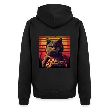 Funny Cats Gaming Pizza Gamer Gamer Gaming - Unisex Premium Organic Zip Hoodie - black - Back - Nico (187cm)
