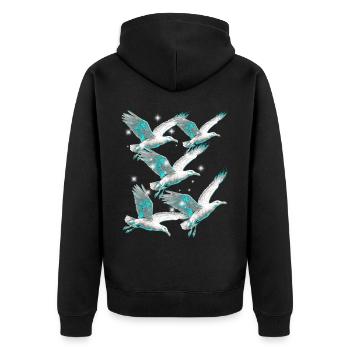 Maritim Möwe Möwen Seevögel - Unisex Premium Bio Zip Hoodie - Schwarz - Hinten - Nico (187cm)