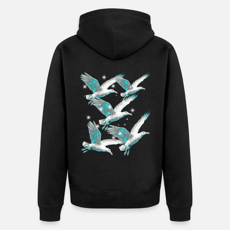 Maritim Möwe Möwen Seevögel - Unisex Premium Bio Zip Hoodie - Schwarz
