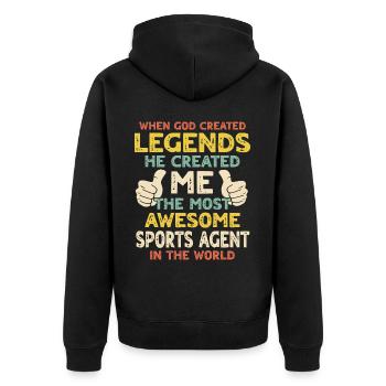 Sports agent - Unisex Premium Organic Zip Hoodie - black - Back - Nico (187cm)