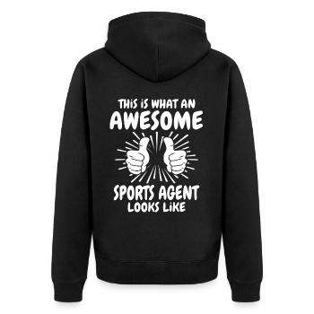 Sports agent - Unisex Premium Organic Zip Hoodie - black - Back - Nico (187cm)