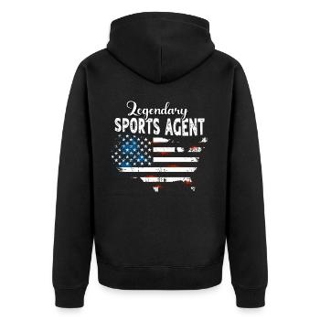 Sportagent US - Unisex Premium Bio Zip Hoodie - Schwarz - Hinten - Nico (187cm)