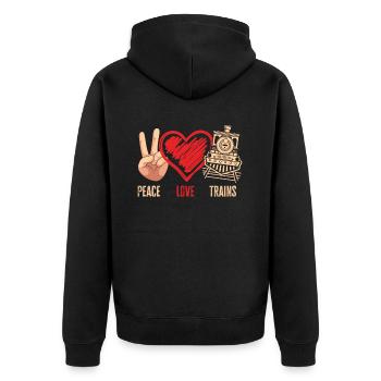 Frieden Liebe Züge Peace Love Trains - Veste à capuche bio Premium Unisexe - noir - Dos - Nico (187cm)