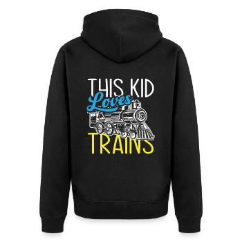 Ce gamin aime les trains, les chemins de fer - Veste à capuche bio Premium Unisexe - noir - Dos - Nico (187cm)