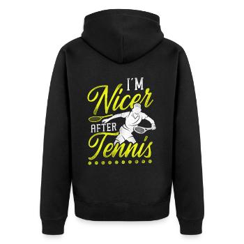 drôle de raquette de joueur de tennis je suis - Veste à capuche bio Premium Unisexe - noir - Dos - Nico (187cm)