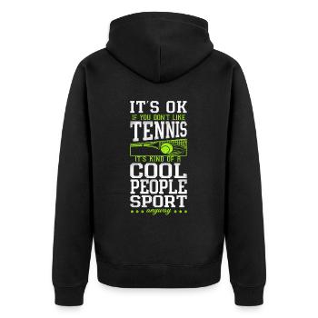 Funny Tennis Player Racket It's Ok - Unisex Premium Bio Zip Hoodie - Schwarz - Hinten - Nico (187cm)