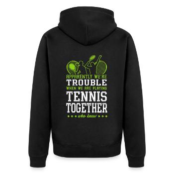 Drôle de joueur de tennis raquette amis - Veste à capuche bio Premium Unisexe - noir - Dos - Nico (187cm)