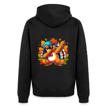 familiensegeCool Dabbin' Turkey Thanksgiving D - Unisex Premium Organic Zip Hoodie - black - Back - Nico (187cm)