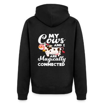 Meine Kühe Und Ich Sind Magisch Verbunden - Unisex Premium Bio Zip Hoodie - Schwarz - Hinten - Nico (187cm)