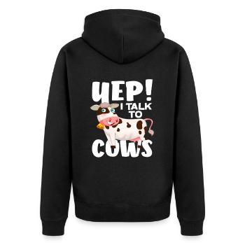 Yep! Ich Spreche Mit Kühen Lustige Kuh - Unisex Premium Bio Zip Hoodie - Schwarz - Hinten - Nico (187cm)