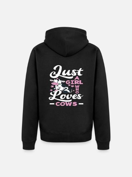 Ein Mädchen Das Kühe Liebt - Unisex Premium Bio Zip Hoodie - Schwarz