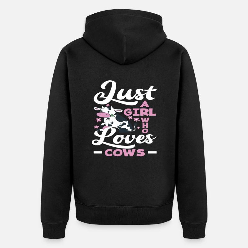 Ein Mädchen Das Kühe Liebt - Unisex Premium Bio Zip Hoodie - Schwarz