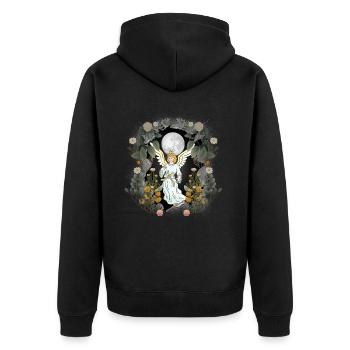 mystical angel forest full moon nature fairy tale child - Unisex Premium Organic Zip Hoodie - black - Back - Nico (187cm)