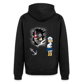 Seagull Lighthouse Boussole Maritime Ancre Seagulls - Veste à capuche bio Premium Unisexe - noir - Dos - Nico (187cm)