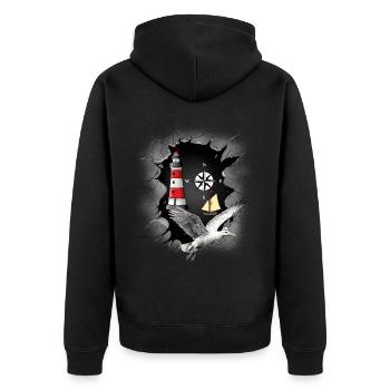 Seagull Lighthouse Compass Lighthouses Seagulls - Unisex Premium Organic Zip Hoodie - black - Back - Nico (187cm)