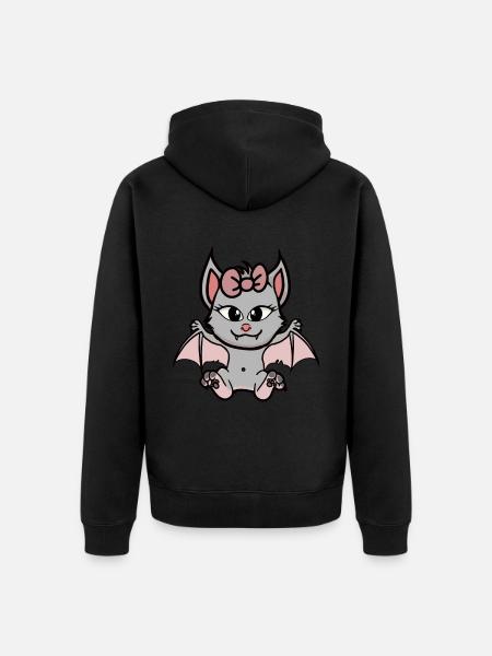 Kind Kinder Halloween Fledermaus Mädchen - Unisex Premium Bio Zip Hoodie - Schwarz