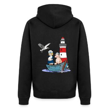 Maritime Sailor Boat Kids Child Sheep Adventure - Unisex Premium Organic Zip Hoodie - black - Back - Nico (187cm)