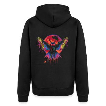 Mothman Kryptozoologie Kryptide Mond Popart - Unisex Premium Bio Zip Hoodie - Schwarz - Hinten - Nico (187cm)