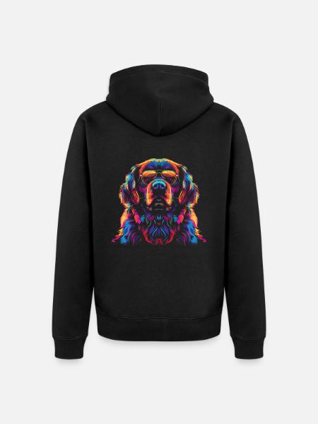Newfoundland Dog Sunglasses Popart - Unisex Premium Organic Zip Hoodie - black