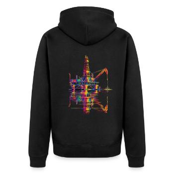 Plate-forme pétrolière Champ pétrolier Popart - Veste à capuche bio Premium Unisexe - noir - Dos - Nico (187cm)