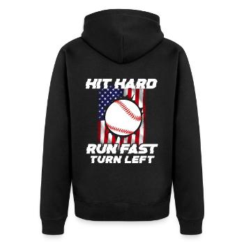 Baseball Sport Baseballspieler Pitcher Catcher USA - Unisex Premium Bio Zip Hoodie - Schwarz - Hinten - Nico (187cm)