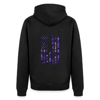 Baseball Sport Baseballspieler Pitcher Catcher USA - Unisex Premium Bio Zip Hoodie - Schwarz - Hinten - Nico (187cm)